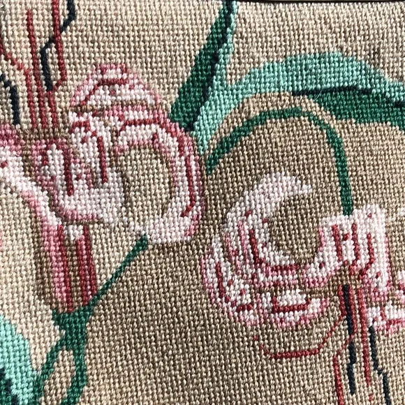 ‼️SOLD 1980’s Patricia Smith Moon Bag Needlepoint Hand Painted Lacquer Floral - Picture 5 of 10